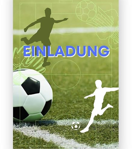 Boaino® 12xEinladungskarten mit Umschlägen – Einladungskarten Geburtstag für Kinder, Jugendliche & Erwachsene, Einladungskarten Kindergeburtstag für Feiern & Events (Fussball)