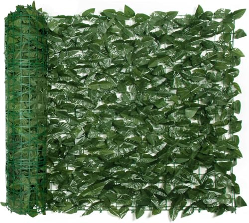 Künstliche Hecke Sichtschutz 100 x 300cm Balkon Sichtschutz Laub Outdoor Fechten Lorbeerblatt Künstliche Hecke für Garten & Terrasse Dekoration