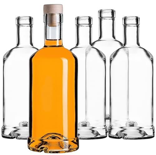 KADAX 50er Set Glasflaschen 500ml mit Korken – Leere Flaschen zum Befüllen für Likör, Schnaps, Öl & Essig, ideal zum Verschenken, Refillable Glass Bottles