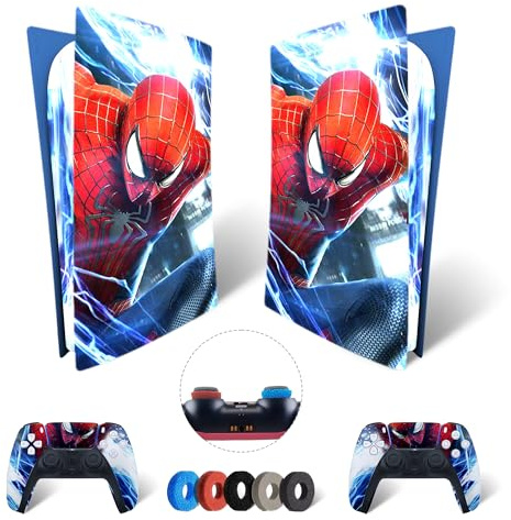 MaD Vision® Extra-haltbares Skin-Kit für PlayStation (PS5) Digital | Mattes Vinyl-Aufkleber-Set für Konsole + 2 Controller – für Spiderman Design