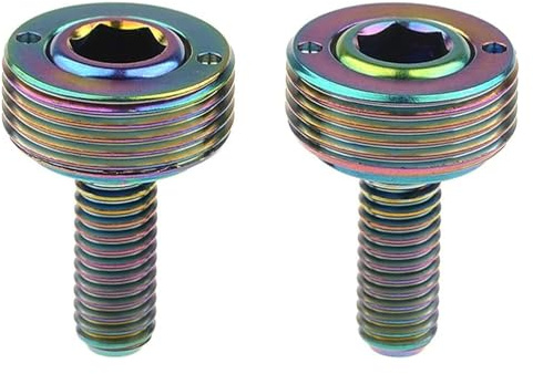 Titanschrauben M8x15mm mit Kappe zur Befestigung von Fahrradkurbelarmen for Vierkant-Innenlager, 2er-Pack(Rainbow)
