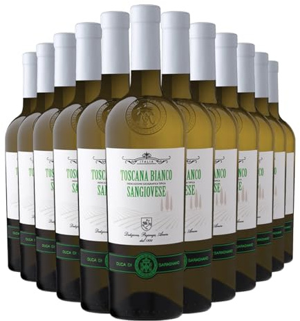 Duca di Saragnano Toscana Bianco Sangiovese White Wine 12 x 75cl | Italian Soft Fruity Aromatic Wine | Tuscan Sangiovese Bianco | 12.5% ABV