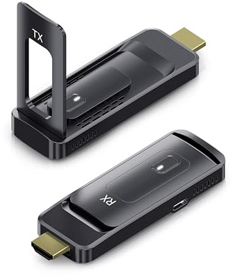 HDMI Inalámbrico, 2026 Transmisor y Receptor HDMI Inalámbrico, 5G/1080P Wireless HDMI Extensor, Antena Plegable & Canal Ajustable, computadora/Cámara/Monitor/Proyector/TV,164FT/50M, 14