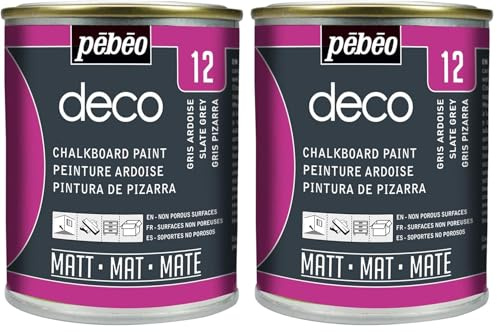 PEBEO - Pintura de Pizarra (250 ml), Color Gris Oscuro (Paquete de 2)