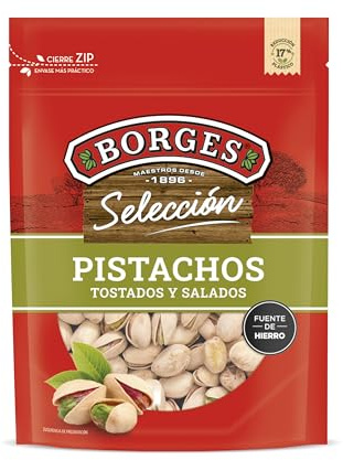 Borges - Pistachos Tostados Al Punto de Sal Selección Borges - Alto contenido en vitamina B6 y E. Ricos en Magnesio, Hierro y Calcio - Frutos Secos Sin Gluten - Paquete de 780 gramos.