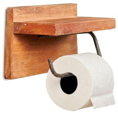 TOILETTENROLLENHALTER SLEEKI | 24,5x14,5cm (BxH), Teakholz | WC Rollenhalter, AST Klopapierhalter, Klorollenhalter, Holz WC Halterung, Rollen Wandhalterung