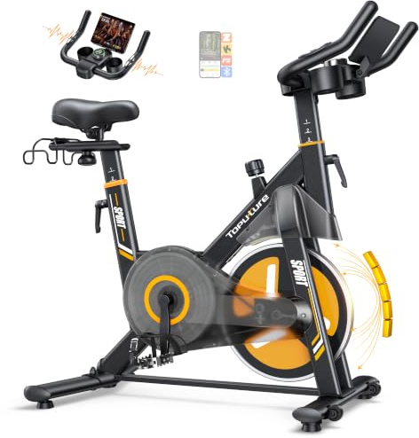 Toputure Neu'26 Heimtrainer Fahrrad TEB5 mit Elektr. LED-Touchmonitor & App | 32 Elektr. Magnetwiderstand, Pulsmessung, Leiser<20dB, 2+4-verstellbarer Lenker/Sattel, Dopp. Flaschenhalter, Bis 150kg