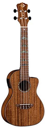 Luna High Tide Koa Concert Acoustic/Electric Ukulele with Preamp, Satin Natural