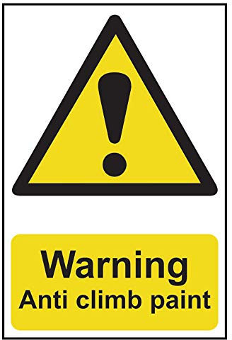 Scan SCA1113 Self adhesive PVC sign - Warning Anti climb paint - 200 x 300mm, White