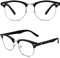 CGID 50er Jahre Retro Nerd Brille Halbrahmen Hornbrille Stil Rockabilly Streberbrille,Glossy Schwarz