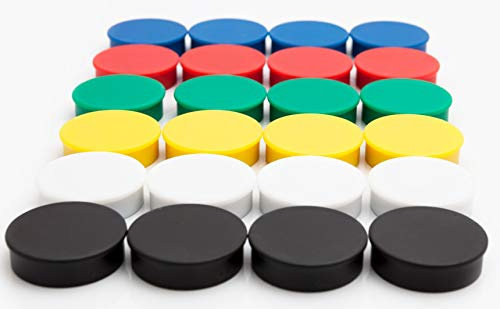 Bullseye Office 24 Round Assorted Color Fridge Magnets, Button Shaped, Small Colorful Magnetic Discs for Kitchen, Cabinet or Classroom, Perfect Whiteboard Supplies for Teachers (Assorted Color)