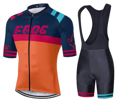 UGLY FROG Herren Radtrikot Set Kurzarm mit Sitzpolster für MTB Rennrad Fahrrad Jersey + Bib Shorts Radsportanzug (XS-6XL)/Skinsuit