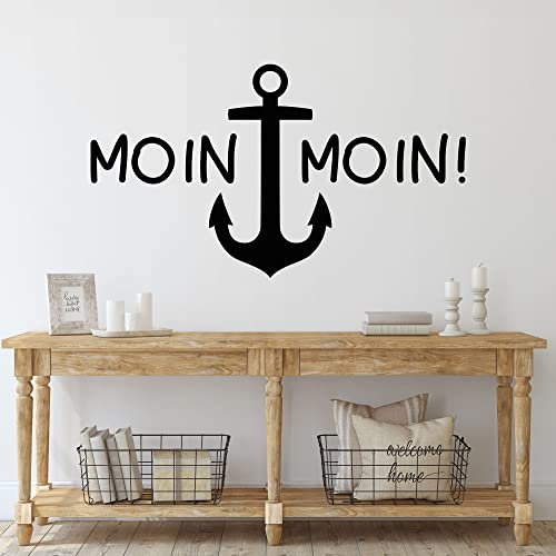 GRAZDesign Wandtattoo Moin Moin mit Anker Wohnzimmer Flur Diele selbstklebend - 88x50cm / 054 türkis
