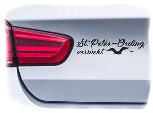 WB wohn trends Auto-Aufkleber, St. Peter-Ording verrückt, schwarz, 22cm breit, KFZ-Sticker LKW Spruch