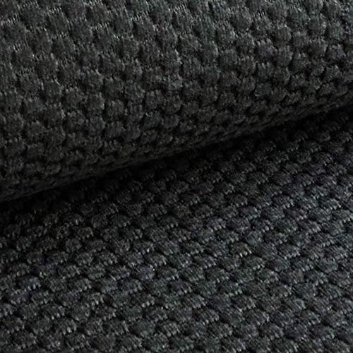 novely® MAKAO Velours Polsterstoff mit Kachel-Optik - Weicher Möbelstoff mit Wabenmuster - Pflegeleichte Meterware 1lfm (15 | Graphit Grau)