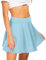 EXCHIC Damen Casual Basic Vielseitiger Dehnbarer Taillenrock Ausgestellter Faltenrock Mini-Skaterrock, Hell, blau, Klein