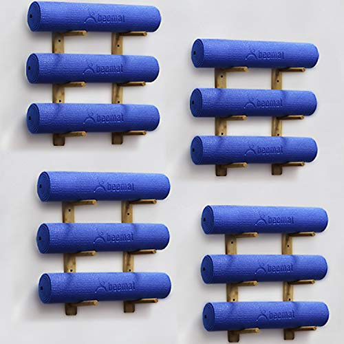 Beemat Yoga Mat Wall Storage Rack • Holds 3 | 6 | 12 Yoga Mats • Wall Mounted (Holds 12 Mats)
