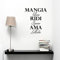 Italienische Dekorative Wandtattoos Mangia Bene, Ridi Spesso, Ama Selbstklebende Tapete Wandkunst Vinyl Aufkleber Für Schlafzimmer 56X66Cm