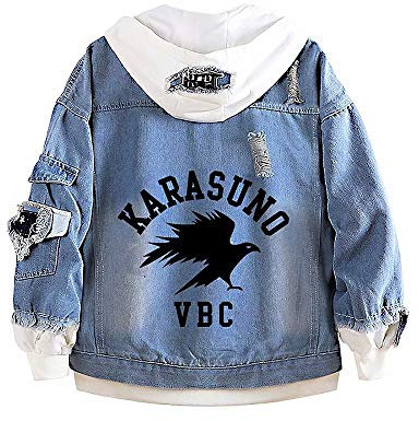 Anime Haikyuu Cosplay Jeansjacke Hoodie Pullover Sweatshirt Kostüm Männer Frauen Anime Haikyuu Karasuno High School Volleyball Cosplay Jacke Jean Hoodie Sweatshirt Haikyuu Jacke Trainingsanzüge