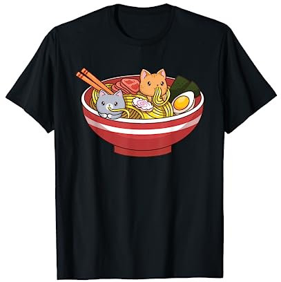 Cat Ramen Noodle Bowl Anime Kawaii Neko T-Shirt