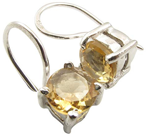 SilverStarJewel Citrin November Geburtstein Ohrringe 1,5 cm 1,8 Gramm 925 Solid Silber
