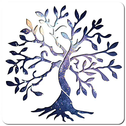 GORGECRAFT Baum des Lebens Schablonenvorlage 11.8x11.8 Zoll Großes Wiederverwendbares Zeichen Zum Malen Auf Holzwand Scrapbook Karte Bodenzeichnung