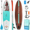 FBSPORT Aufblasbares SUP Board, Stand Up Paddling Board, Aufblasbare Stand Up Paddle Board für Stand-Up Paddling 15CM Dick, Surfbrett Kit mit Verstellbares Aluminium SUP Paddel+Pumpe(Darkwood)