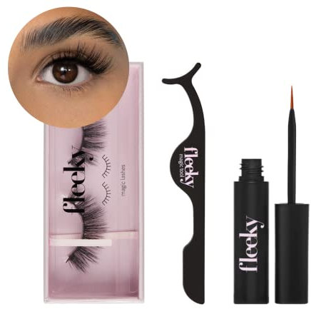 fleeky Magic Lashes - Vegane & tierversuchfreie fake Lashes für deinen perfekten Augenaufschlag on fleek, künstliche Wimpern zum Kleben aus Synthetikhaar (mit Lashhelper und Glue, Hubby)