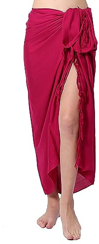 Ciffre Pareo Sarong Tuch Damen Herren - Wickelrock Strand - Strandtuch Blickdicht als Wickeltuch oder Handtuchkleid und Wickelkleid Unisex Frauen und Männer - mit Schnalle einfarbig Hot Pink