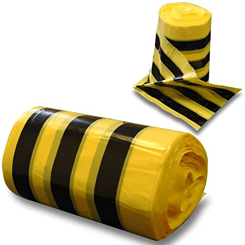 RE-GEN Biohazard Clinical Waste Disposal Tiger Stripe Sacks Bags (1 Roll, 50 Individual Bags) Size 43x66cm, 20Litre