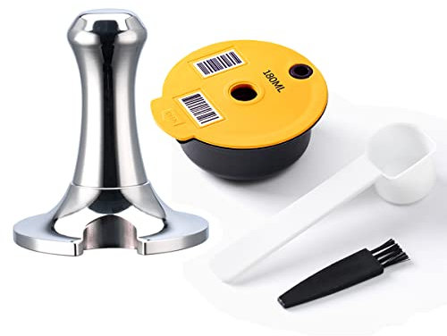 RECAFIMIL Wiederverwendbare Tassimo Kaffeepad 180ml mit Tamper Wiederbefüllbare Kaffeekapsel PP Kunststoff Kaffeefilter Kompatibel für Bosch Tassimo Maschine, Gelb