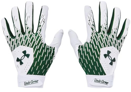 Under Armour Boys' Youth Clean Up Baseball Gloves, (101) White/Forest Green/Forest Green, Large