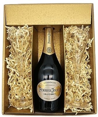Coffret cadeau Champagne Perrier Jouët - Or -1 Brut - 2 flutes CHEF & SOMMELIER