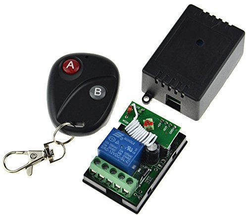 Pxyelec 12V 10A One Channel Relay RF Wireless Remote Control 2 Receivers Momentary Switch