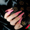 Allereya Super Lange Coffin Kunstnägel Ballerina Pink Press on Nails Prom Party Clip on Nails Super Lange Vollständige Abdeckung Acrylnägel Kunst für Frauen und Mädchen 24 Stück (Pink)