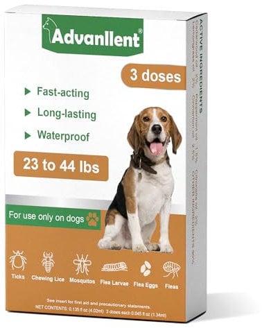 Natural Spot on Flea and Tick Treatment for Dogs, Flea and Tick Prevention for Dogs, Dog Flea Treatment, Fast Acting & Waterproof, 3 Pipettes (11-20kg Medium Dogs)