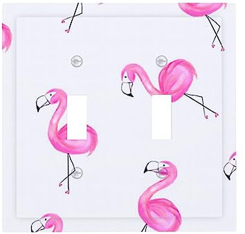 Joli interrupteur à bascule imprimé flamants roses - 2 interrupteurs à bascule - Plaques murales pour la maison, la cuisine, le bureau