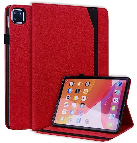 CXTCASE Custodia per iPad Pro 11 Pollici (Modell 2022/2021/2020/2018)/iPad Air 4/Air 5,Ultra Sottile Smart Tablet Cover in Pelle con Funzione di Supporto per iPad Air 4/iPad Air 5,Rosso