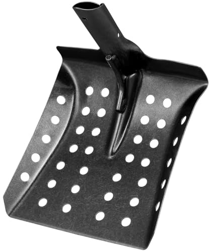 Heavy Duty Mud Sifting Shovel Head with Holes: Garden Mud Sifting Shovel Metal Drain Sand Digger Scoop Coal Treasure Hunting Replacement Square Head, 9.64In Handle Not Included Perforated Silt Scoop
