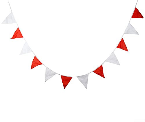 Drapeau triangle rouge et blanc, 15 cm x 17,46 cm en coton à une couche, convient pour la décoration de la maison de fête