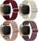 Zspoly 4 Stück Stretch Nylon Armbänder, Kompatibel mit Fitbit Versa 4/Fitbit Versa 3 Armbänder/Fitbit Sense 2/Fitbit Sense Armbänd, Einstellbare Weiche Woven Übung Armbänd für Männer und Frauen