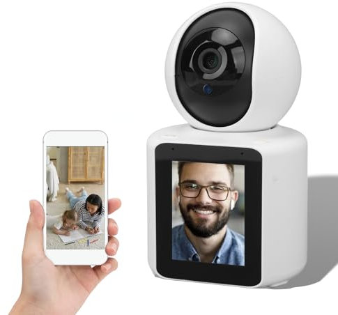Caméra de Surveillance WiFi 2 en 1 avec Appel Vidéo et Moniteur, écran IPS de 2,8 Pouces, Caméra de sécurité Intérieure avec Vision Nocturne, Détection de Mouvement, Appel à Une