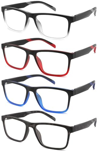 acavefox Lesebrille 4 Pack Herren Blaue Licht Blockieren Anti UV Brillen Federscharnier Komfortabel Lesehilfe Sehstärke 2,25
