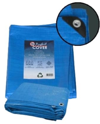 Perfect Cover Telone Impermeabile Per Esterno - Telo Di Copertura Con Occhiellato - Anti-Uv - Telo Protettivo Multiuso Per Mobili Da Giardino, Barche, Legno, Piscina, Auto - 6x10m 80 g/m², Blu