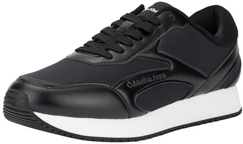 Calvin Klein Herren Runner Sneaker Retro Multilayer Schuhe, Schwarz (Black/Bright White), 44
