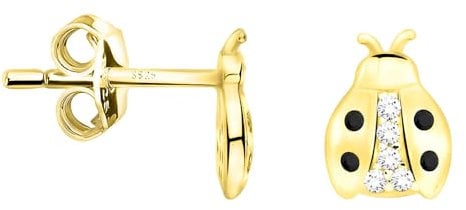 SOFIA MILANI - Damen Ohrringe 925 Silber - vergoldet/golden & mit Zirkonia Steinen - Marienkäfer Ohrstecker - E2523