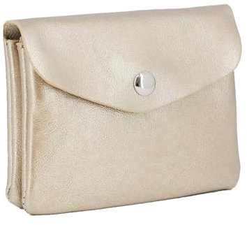 Porte-Monnaie et Cartes en Similicuir Souple Brillant - Portefeuille Pochette Irisé à Magnétique - Taille Petite - Pratique Léger (Or)