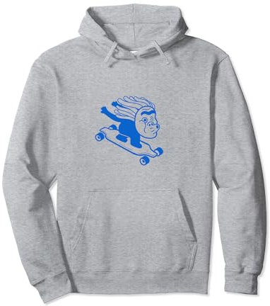 Ein japanischer Performer Hyottoko auf einem Longboard. Pullover Hoodie