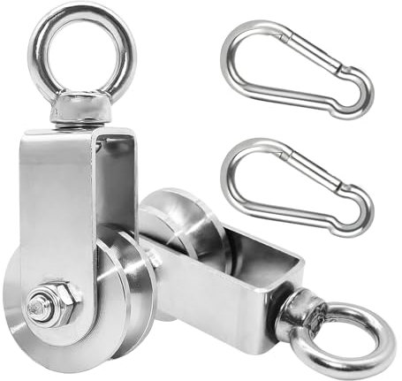 Forhandy 2 Stück Umlenkrollen für Seile 10mm Maximal Umlenkrolle Edelstahl Fitness Umlenkrolle Stahlseil Tragende 250 kg (34mm)
