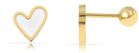 Made by Nami Herz Ohrringe Gold Damen Geschenke für Frauen Wasserfester Schmuck (Weiß/Gold)
